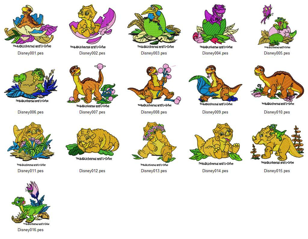 16 Land Before Time Embroidery Designs Collection 01